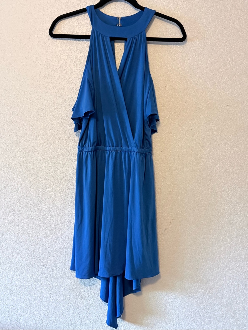 bebe Royal Blue Halter High-Low Dress 0300